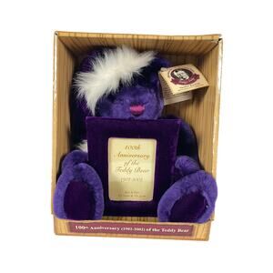 Dan Dee Teddy Roosevelts 100TH Anniversary Purple Teddy Bear Plush Picture Frame